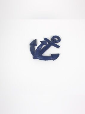Vintage Cast Iron Anchor Hook Coastal Nautical Beach House Style Blue